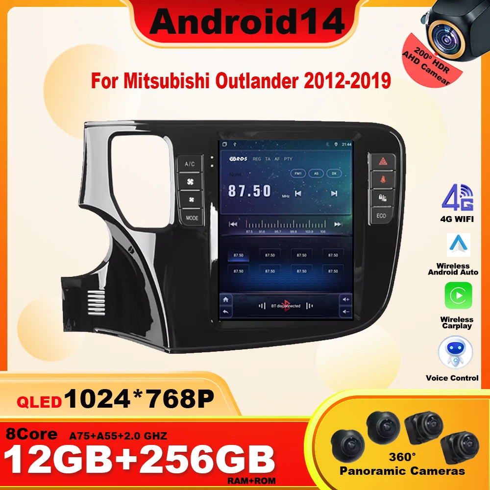 9.7 inch For Mitsubishi Outlander 2012-2019 Android 14 Car Radio Multimedia Video Player GPS wireless android Auto WIFI 4G