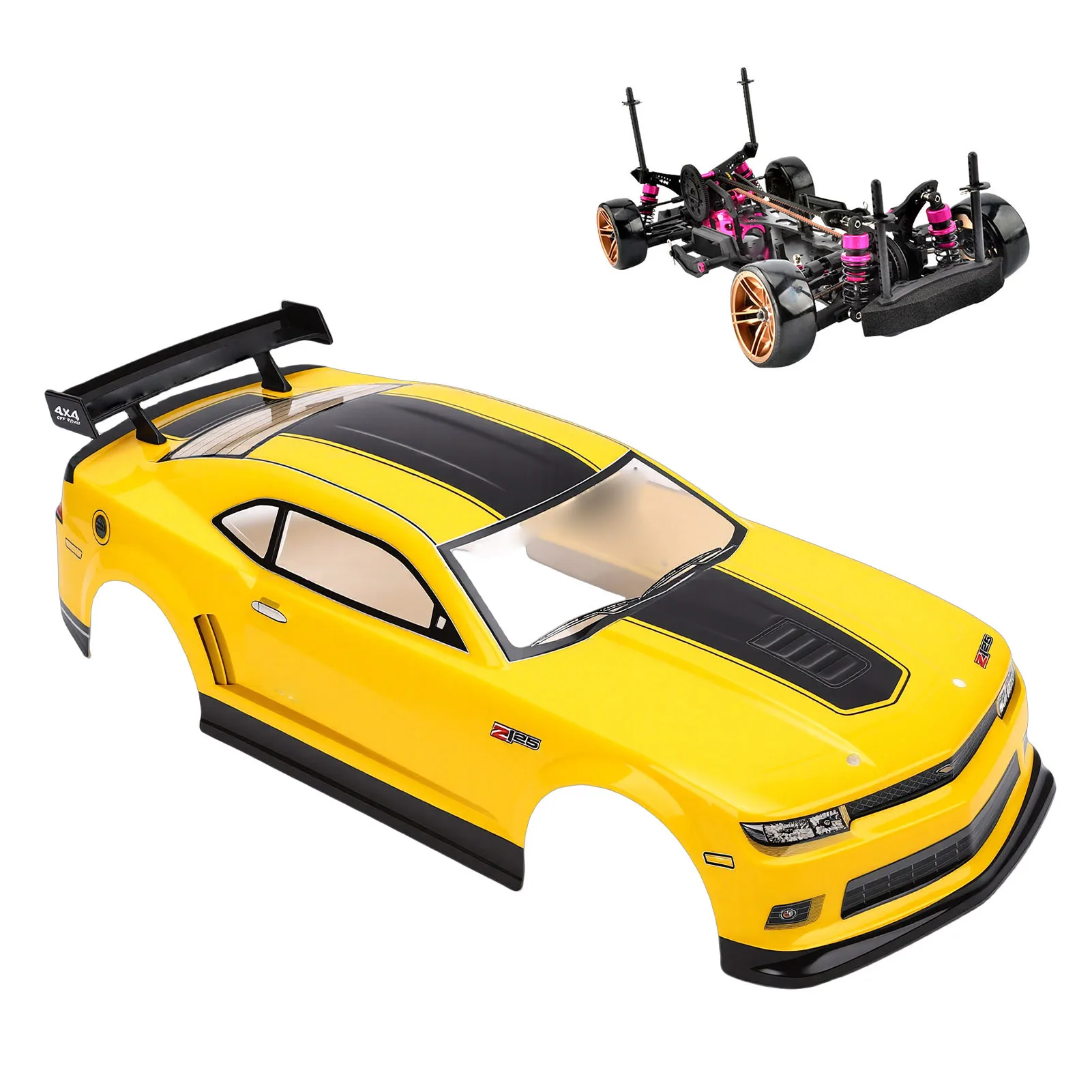 1/10 Scale RC Car Body Shell Replacement RC Accessories Remote Control Car Frame and Rear Wing for 26cm Wheelbase Racing Cars
