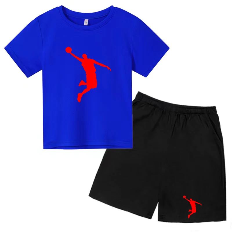 Children\'s Basketball Idol Sportswear Boys/Girls Casual T-shirt Top+Shorts Beautiful Girl Walking Sunshine/Charming Jogging Set