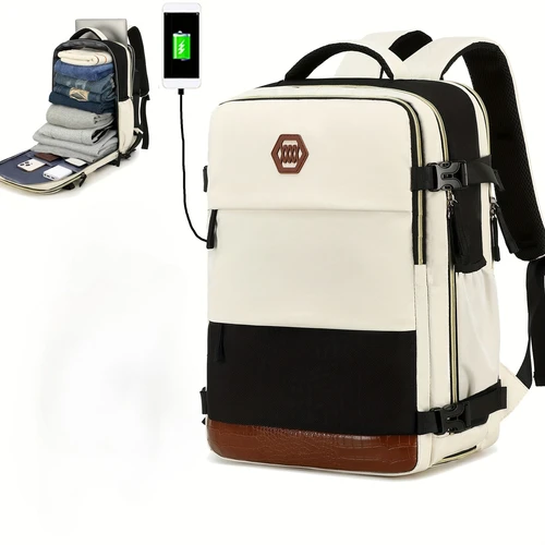 1 pieza/2 piezas Mochila para portátil de gran capacidad para hombre, con compartimento para zapatos, adecuada para negocios, viajes y universidades.