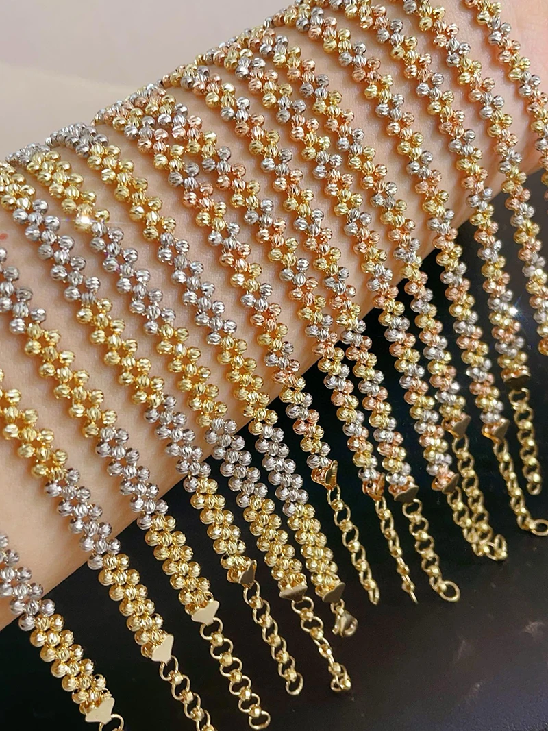LUOWEND 100% 18K الأبيض + الأصفر + ارتفع سوار ذهب أنيق لطيف نمط رائعة سوار الحفلات للنساء مجوهرات الزفاف العالية