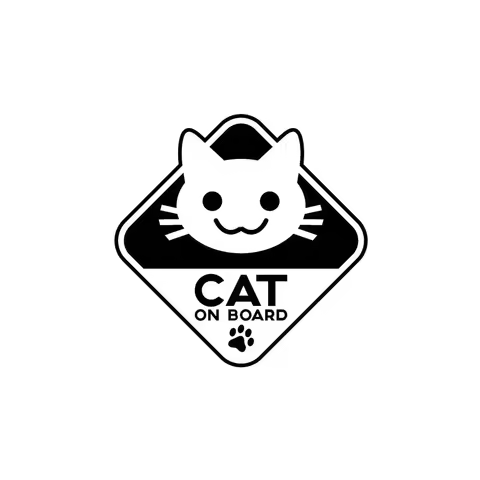Funny Vinyl Sticker Car Decal CAT ON BOARD Black/Silver 16cm*16cm