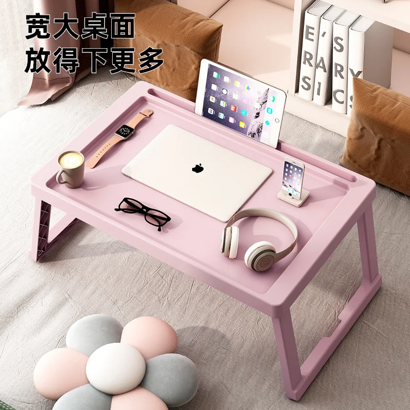 Folding bed table, bedroom small desk, office desk, no-installation study table, multi-functional dormitory lazy desk
