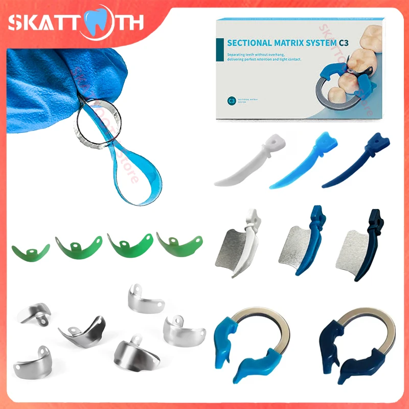 

New Dental Sectional Matrix System C3 Metal Matrices Matrix Bands NITI Clamping Ring Tulwar Wedges Wedge Guards Dental Pliers