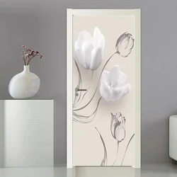 Door Decal Modern Sticker Cover Wallpaper Home Entrance Ornament  Entrance Decoration Self-adhesive Photo On The Fridge Flowers