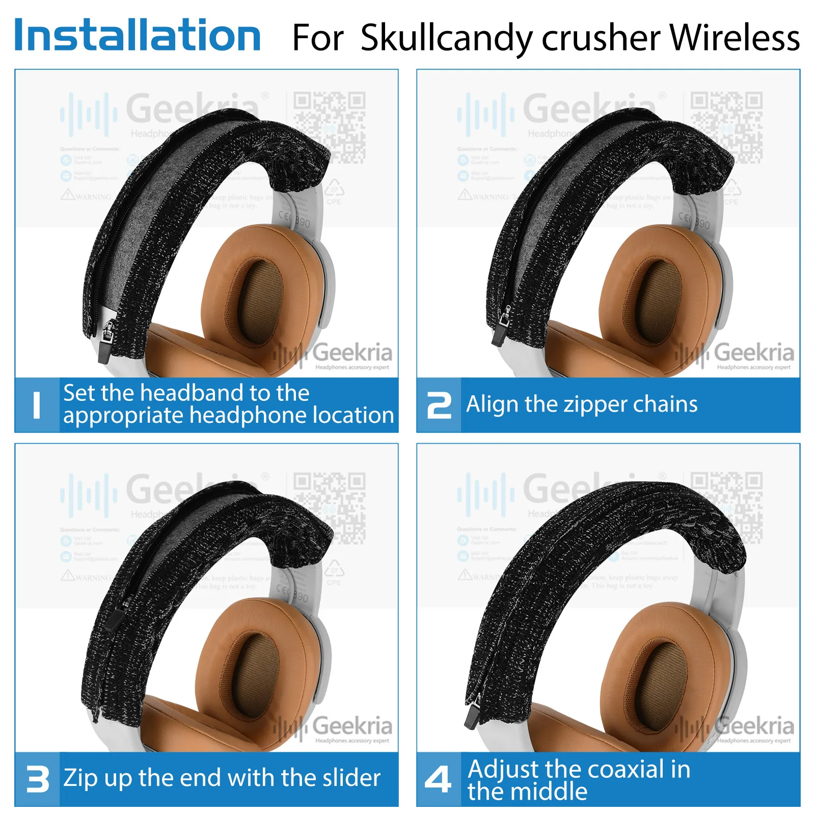 Geekria Knit Fabric Headband Cover Compatible with Sony WH1000XM5/XM4/XM3, Beats Studio Pro, Studio3 Headphones