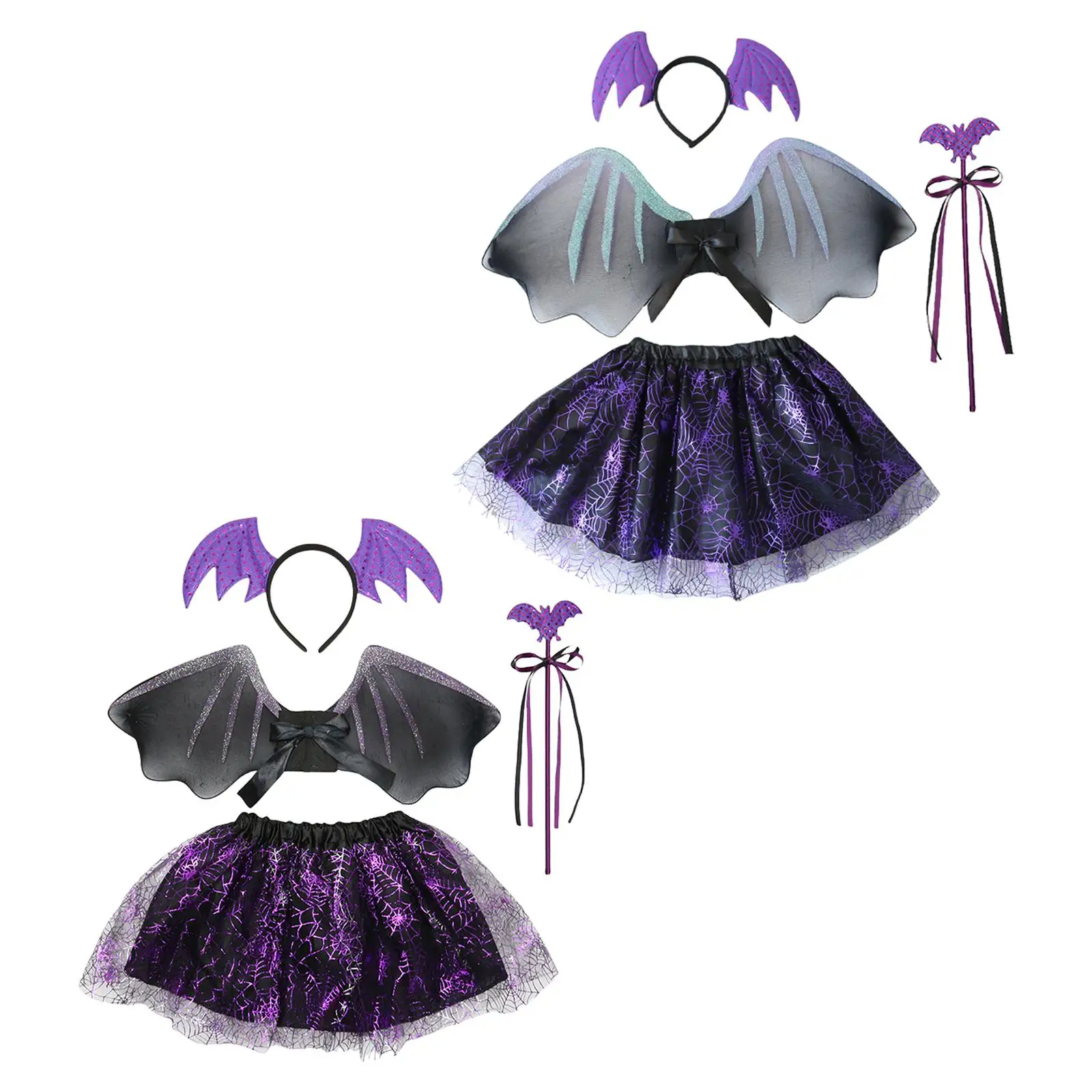 Ali di pipistrello per bambini, gonna Tutu, copricapo e Set di bastoncini Set di costumi per animali