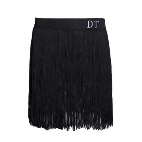 2025 verão criança vestido de dança latina conjunto para grils preto halter topo franjas saia curta samba rumba treinamento competição roupas