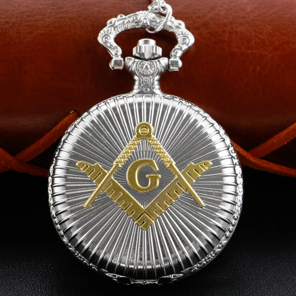 Silver G Series Quartz Pocket Watch Retro Fashion Charm Silver Bag Fob Watch Necklace Pendant with Chain for Men and Women Gifts