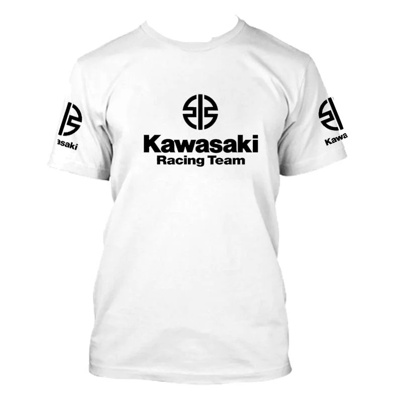 

Kawasaki Motorcycle Racing Team Men Women Crew Neck Short Sleeved T-Shirt Streetstyle Loose Moto Fans Vintage Motocross Tops