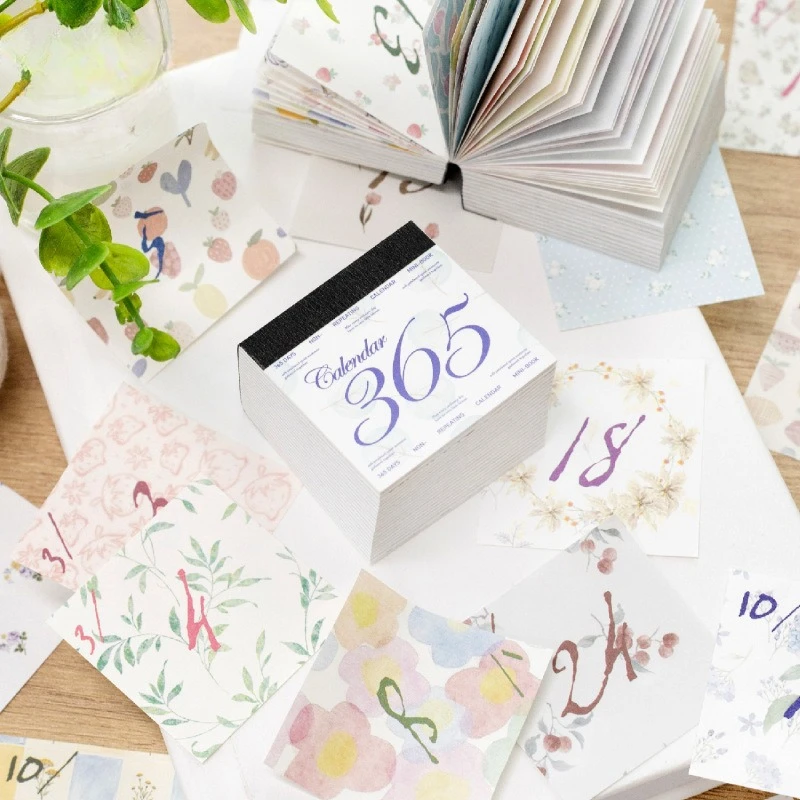 JIANWU 2027 Vintage Plant Flower Character Landscape 365-day Calendar Creative DIY Junk Journal Material Collage Stationery