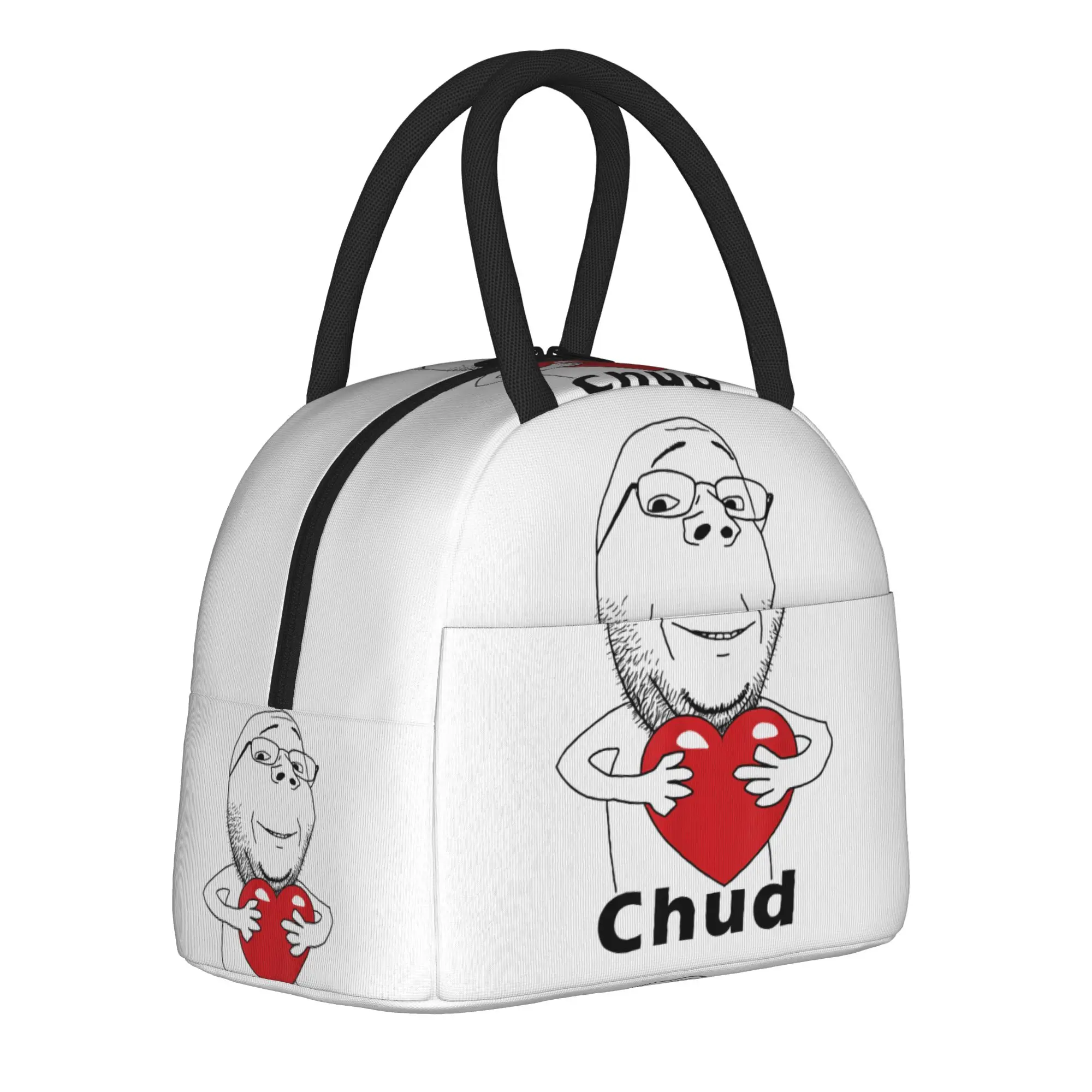 Insulated Lunch Bags Funny Chud Guy Love Heart Hug Chudjak Merch Storage Food Box Causal Thermal Cooler Lunch Box For School