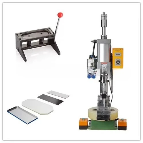 Pneumatic refrigerator magnet production machine, press with embedded round and square metal badge machine