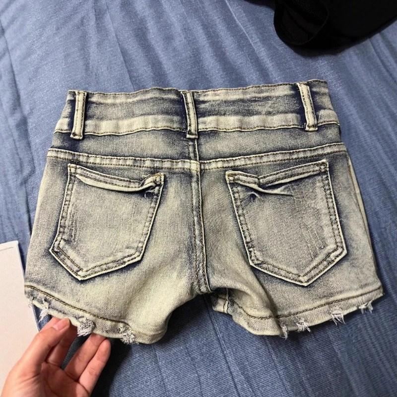American slim fit denim shorts women's high waisted super shorts summer slim fit fashion INS style sexy super shorts