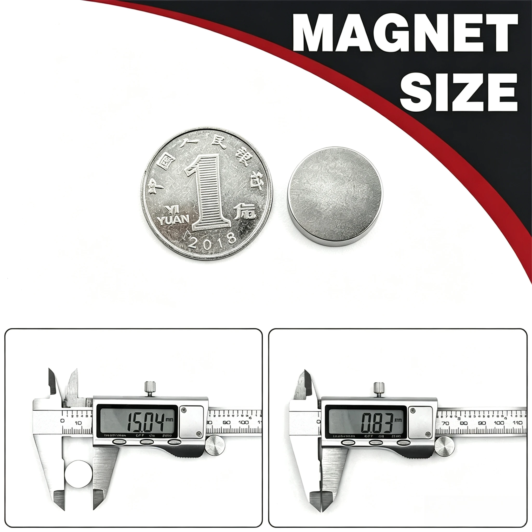 15×1mm Circular Permanent Magnets, Thin Flat Round Magnetic Discs for Refrigerator, Home Storage, Office Organization