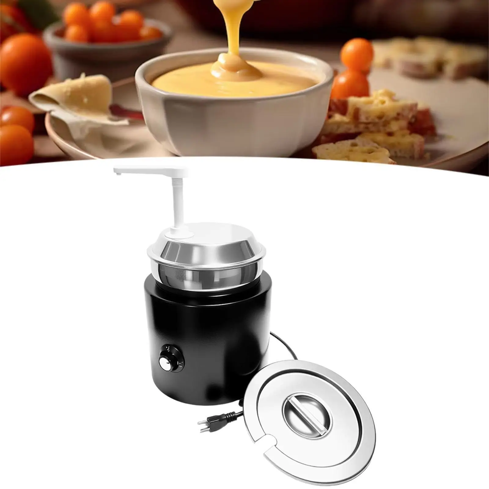 Aquecedor de queijo 4.0t, fácil de limpar, aço inoxidável, conveniente com bomba pp, aquecedor quente para molhos, restaurantes, buffets