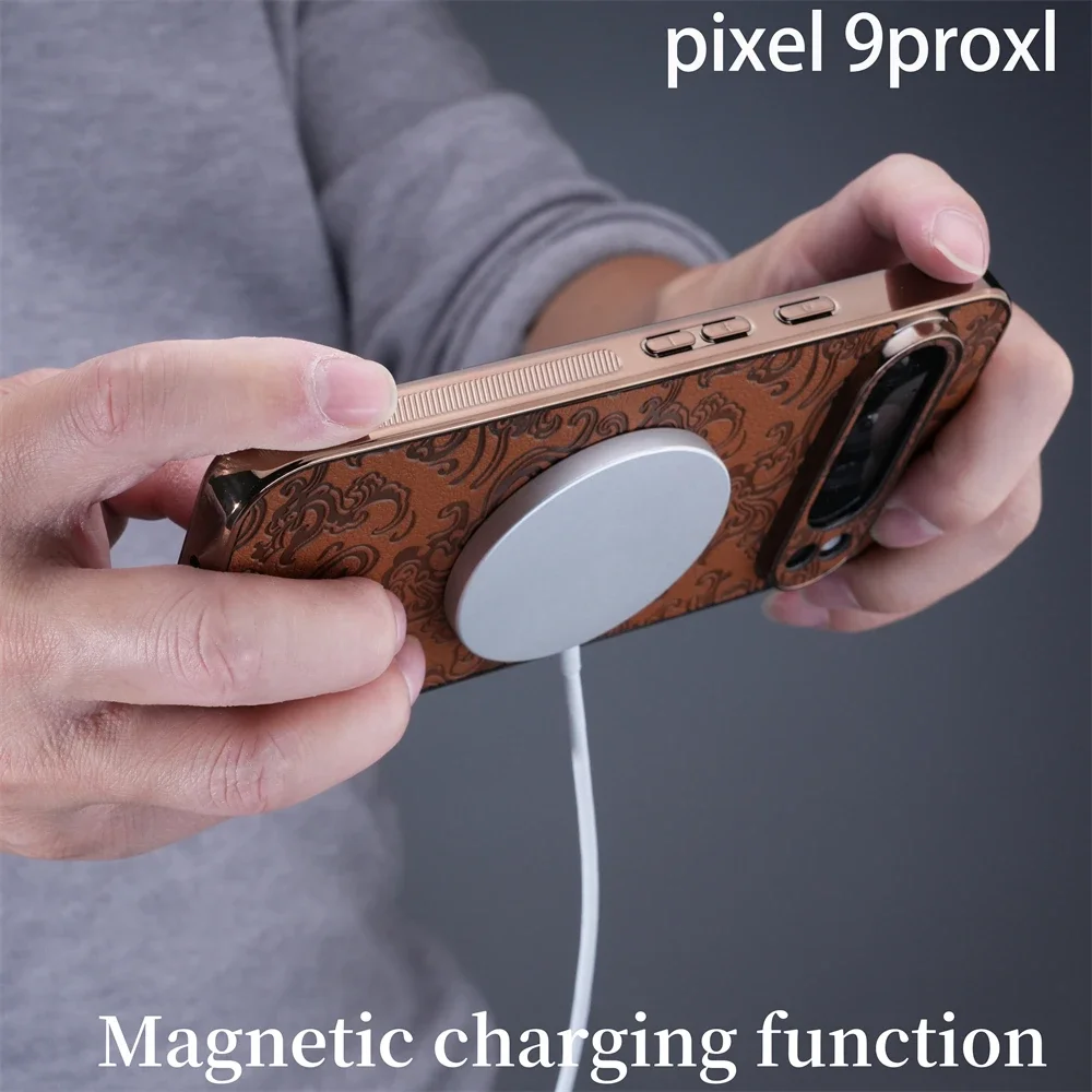 حافظة هاتف جلدية فاخرة بنمط الملمس المتقدم من FLS لهاتف Google Pixel 9 Pro 9 Pro XL غطاء حماية مطلي لهاتف Pixel 8 8A 8 Pro