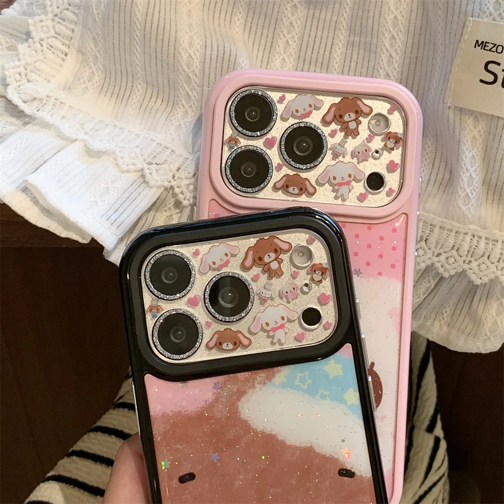 Kawaii الحلوى الأرنب بريق قضية الهاتف آيفون 17 برو 13 14 15 16 برو ماكس غطاء مع عدسة فيلم لطيف الكرتون الغطاء الواقي #4