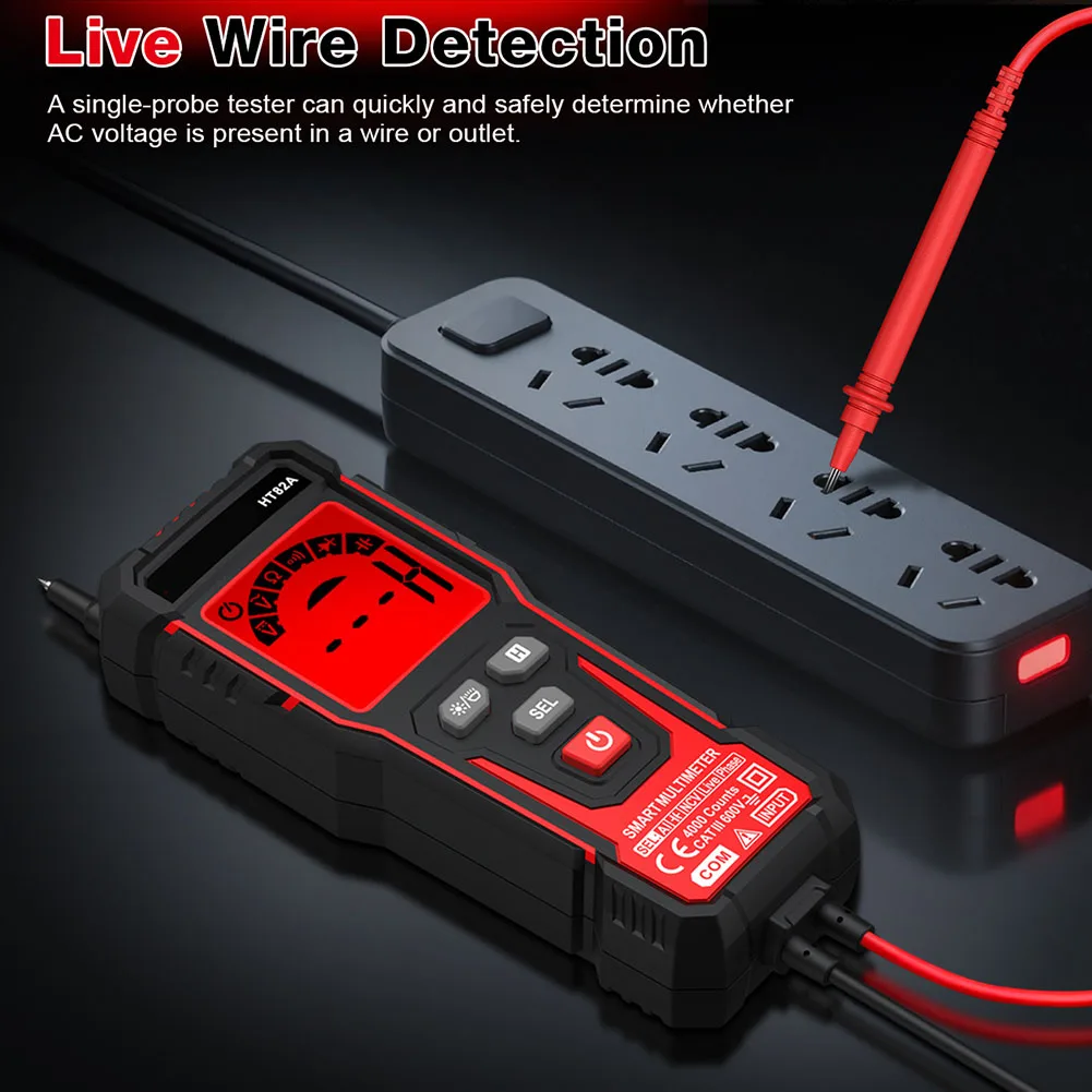 HT82A Digital Tester for Electricians: NCV Detection Phase Test True RMS 4000 Count LCD Compact 12.6x6.4x4 cm Size