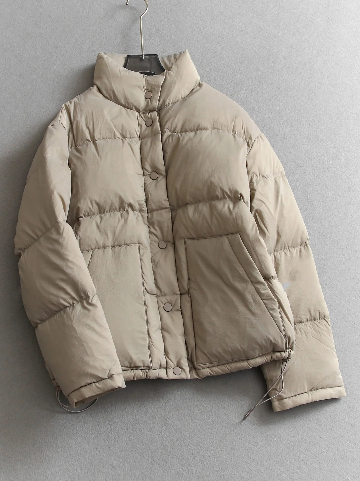 

Pure Color Stand Collar Lightweight Fluffy Warm Basic Style Versatile Outerwear Winter New Long Sleeve Women's down Jacket Q273