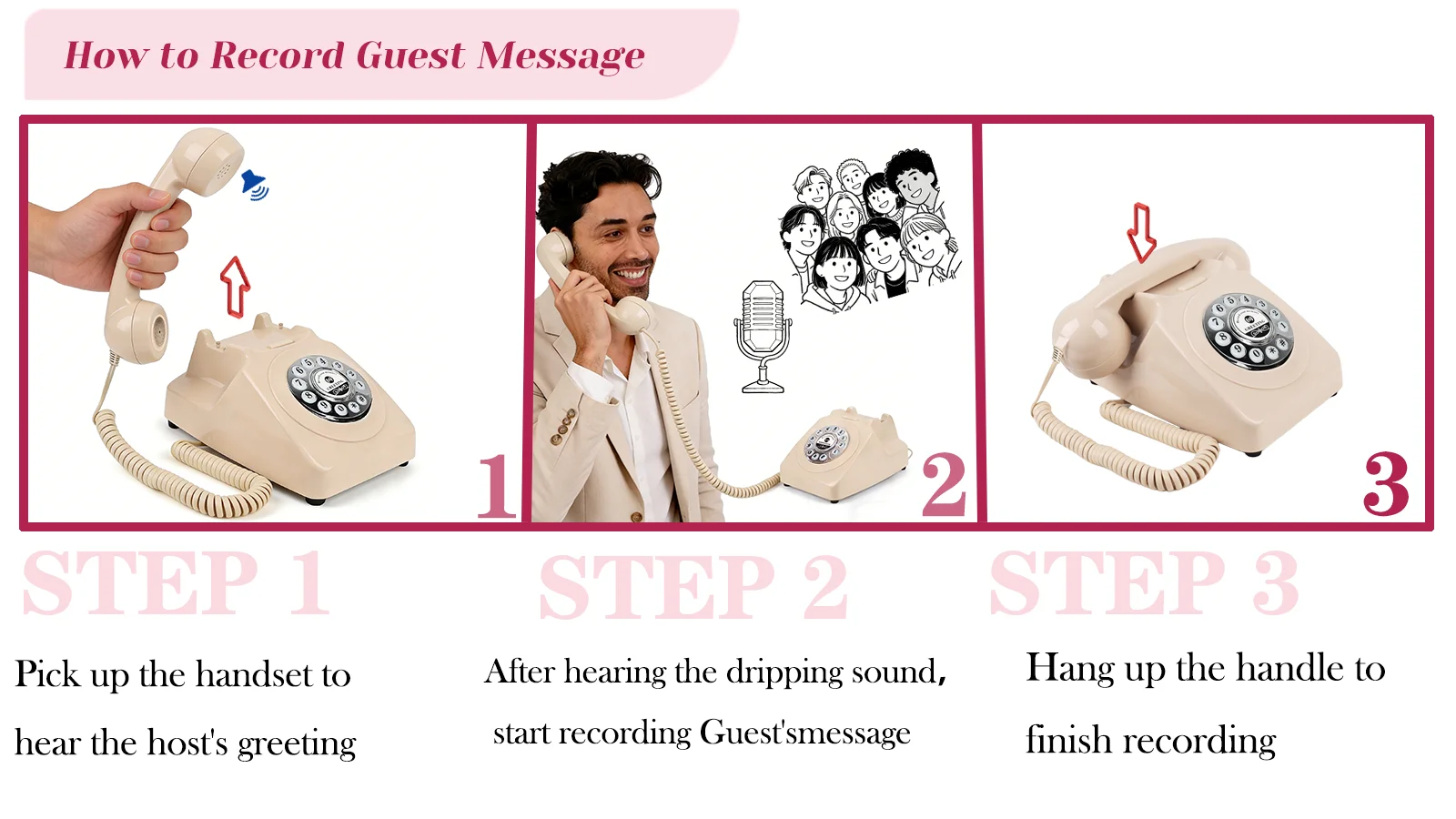 Vintage Audio Gästebuch Großhandel Hochzeit Party Audio Gästebuch Telefon DIY Original Gästebuch Telefon Hörbuch Audiolibro – Detail 4