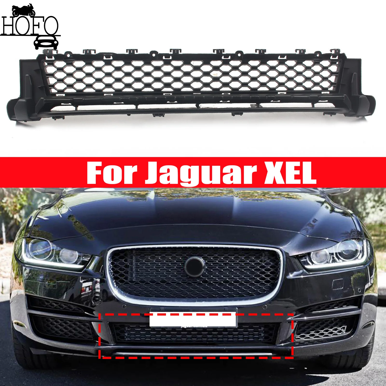 

Front Center Bumper Lower Grille Black Plastic For Jaguar XEL T4N20707