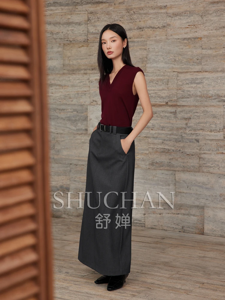 

Intellectual High Intelligence, 25 Autumnversatile Straight Body Long Skirt with Belt Falda Vaquera Talla Grande