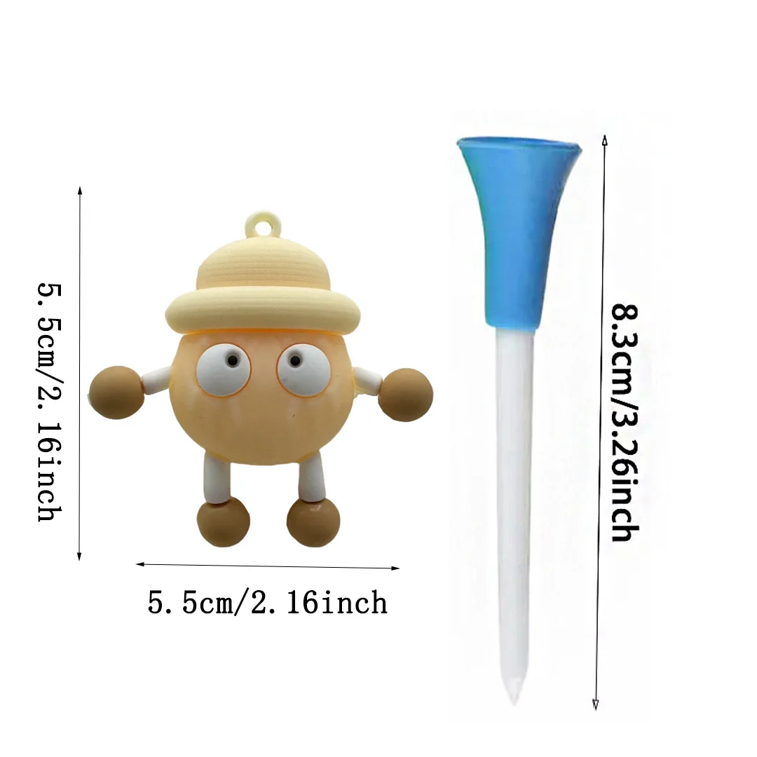 83mm Golf-Tees mit Halter, niedliche Cartoon-Puppen-Golf-Tees, Kunststoff-Golf-Pegs mit Anti-Verlust-Seil – Detail 2
