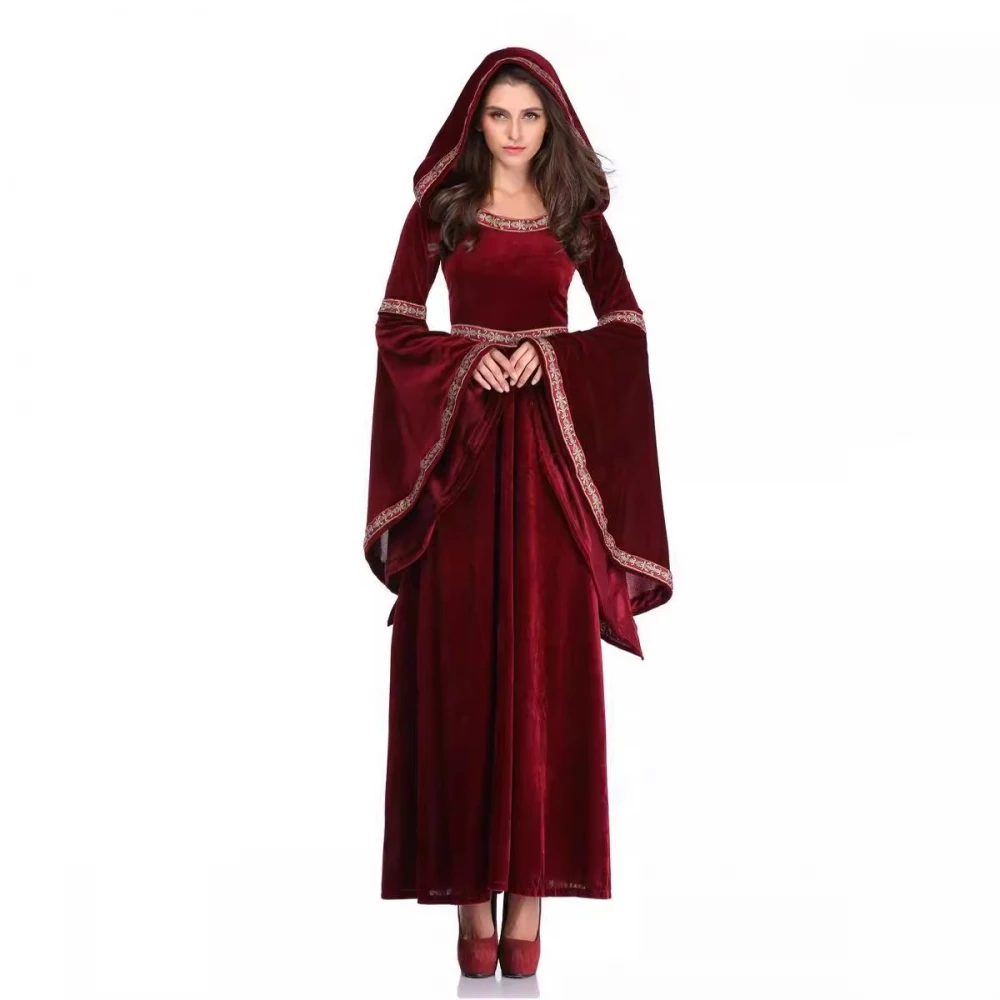Nuevo Vestido Medieval Vintage de loween, Vestido Largo Rojo de Reina, Disfraz para Actuación en Escenario, Túnica Étnica ...