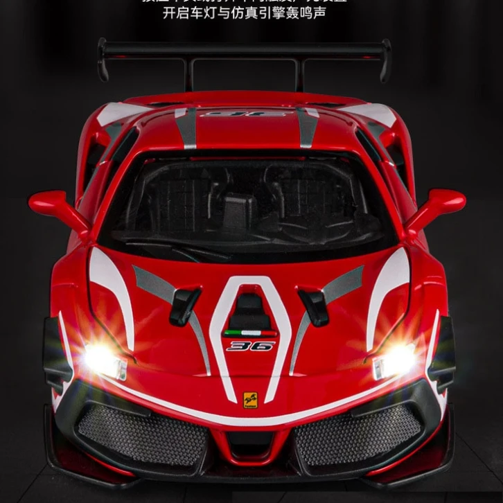 

1:32 Ferrari 488 Supercar Alloy Car Diecasts & Toy Vehicles Car Model Sound and light Pull back Car Toys For Kids Gifts