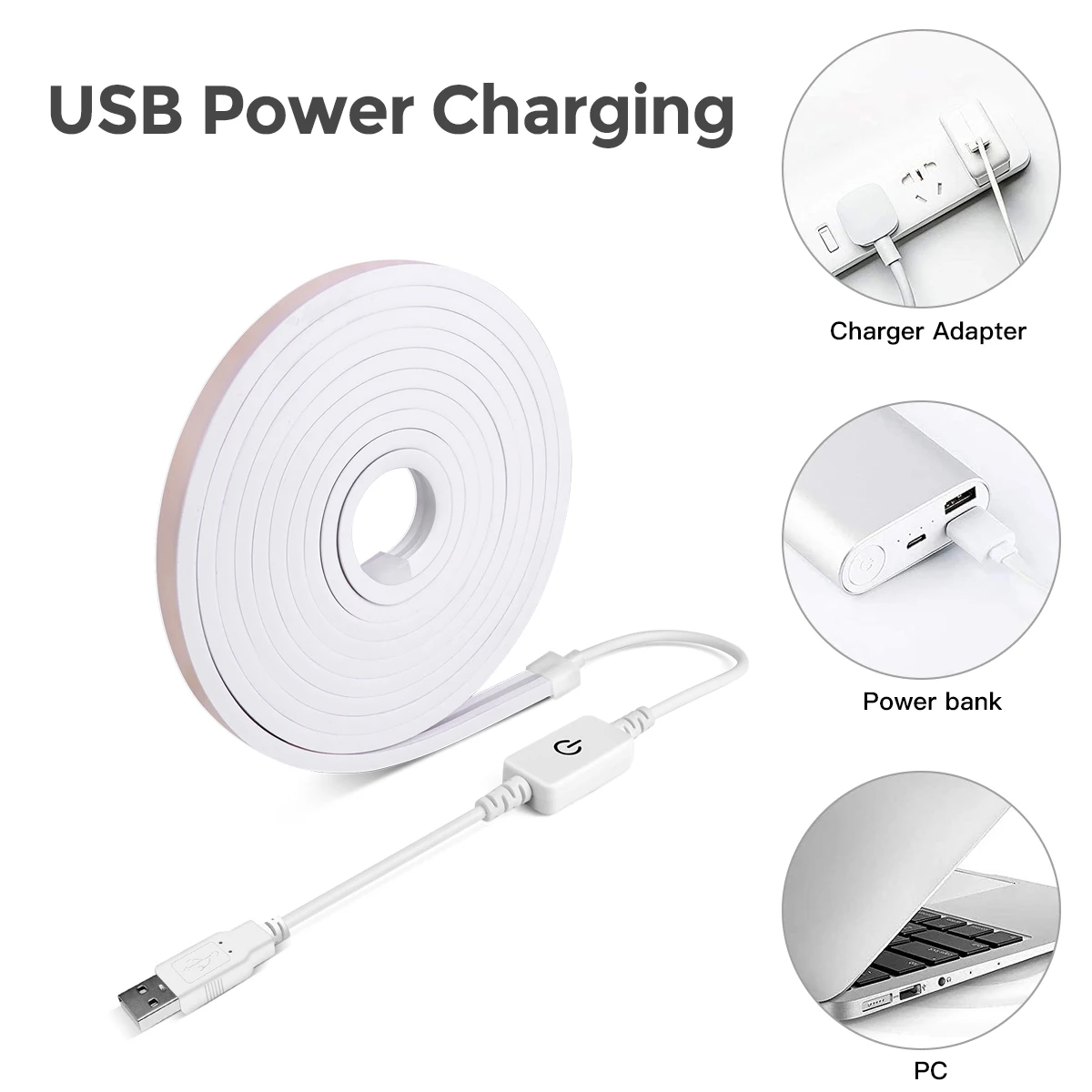 5V USB Touch Sensor LED Neon Light Strip Flexible Dimmable Waterproof Belt for Room Wall Decoration Lighting Tape