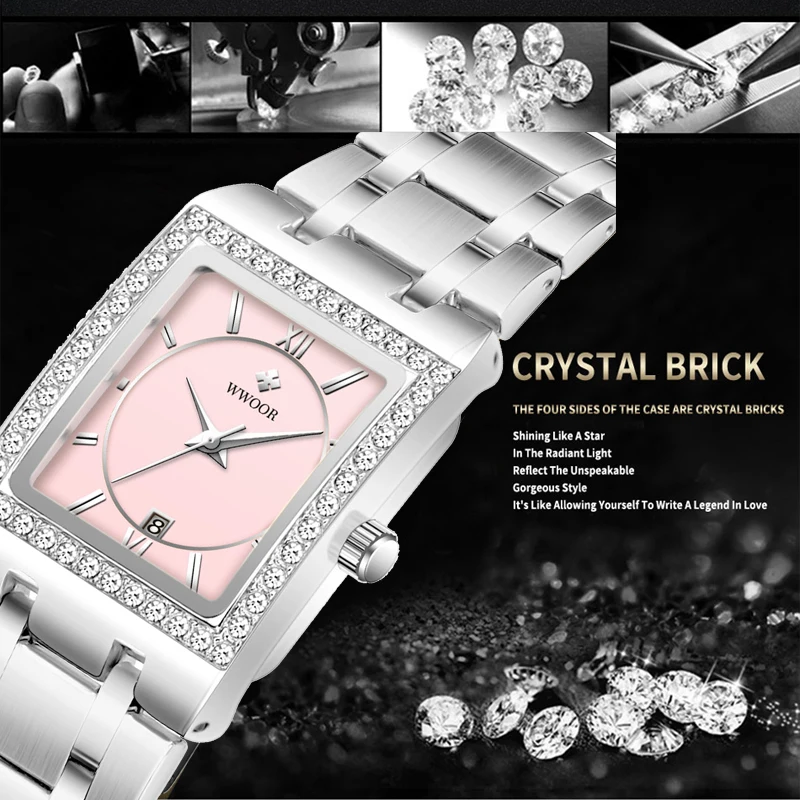 WWOOR – montre-bracelet carrée en diamant pour femmes, marque de luxe, nouvelle collection