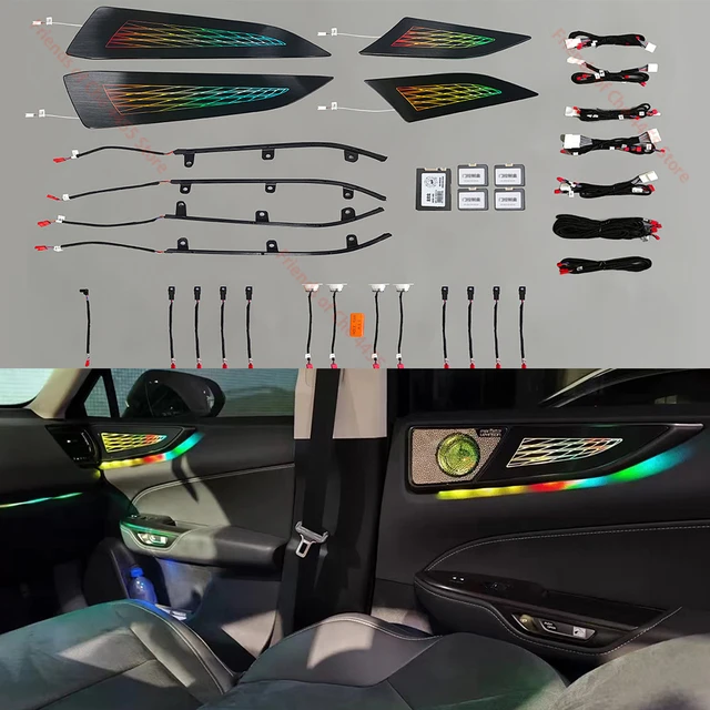 モダンな車のLEDエンビエントライト,lexus nx 2022 rgb,雰囲気ランプ,64色の変更,ドアパネル,インテリアスピーカー -  AliExpress