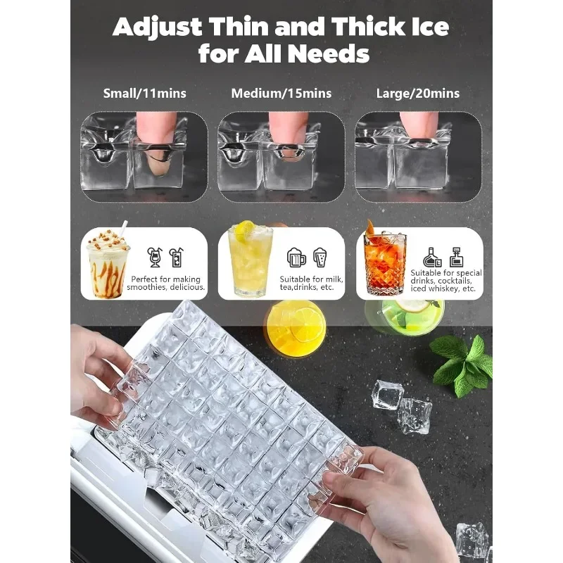 Kndko ice Maker,45 Lbs/Day,2 Ways to add Water,ice Makers countertop,Self Cleaning Ice Maker,24H Timer,Perfect for Home