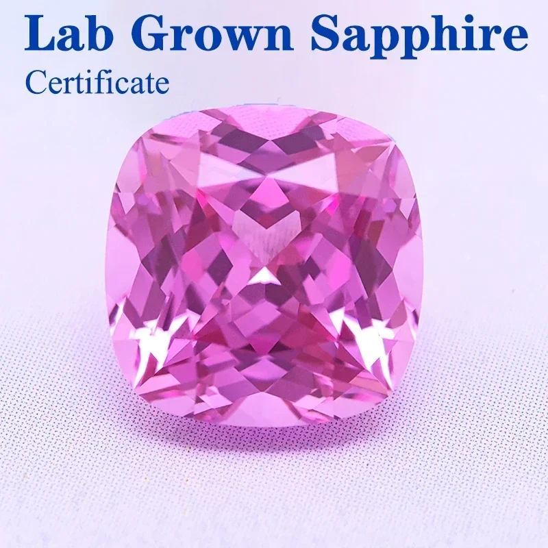 

Lab Grown Pink Sapphire Square Cushion Shape VVS1 Selectable AGL Certificate Gemstone Charms Beads Diy Jewelry Making Materials
