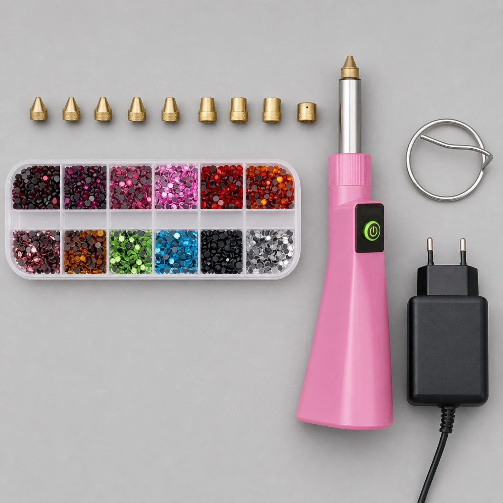 Hot-Drilling Applicator DIY Hotfix Applicator Kit with Interchangeable Tips Hotfix Rhinestone Setter Ergonomic Handle