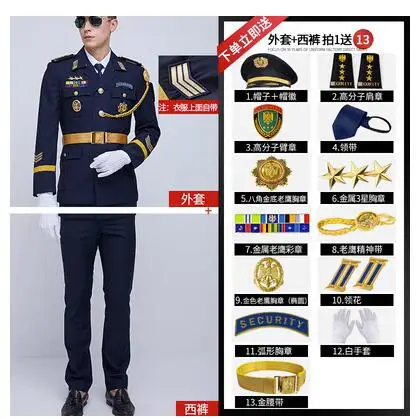 Costume bleu marine pour hommes, sécurité de printemps comprenant une veste et un pantalon