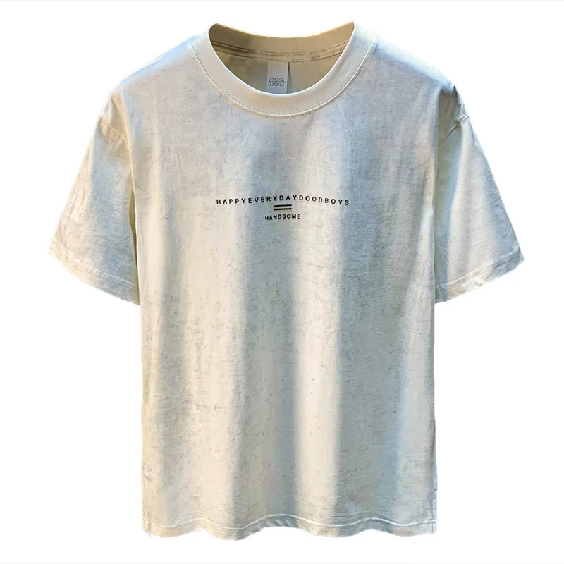 Retro design short sleeved T-shirt men's summer trend loose, nostalgic, simple and fashionable top