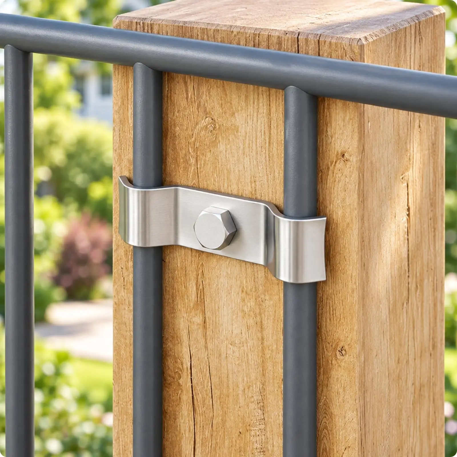 Wire Fence Mounting Bracket 304 Stainless Steel Double Rod Bracket for Wood Post Wall Garden Boundary Holder with Screw Hole
