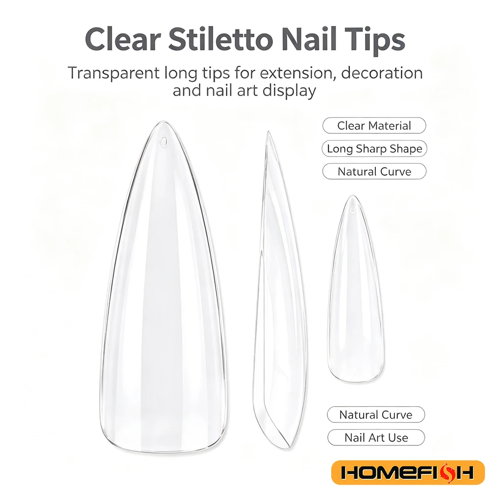 120/240 Stück XL Stiletto Gel X Nagelspitzen, transparente künstliche Nägel, extra lange Stiletto-Nägel, vollständige Abdeckung, Werkzeug zur künstlichen Nagelverlängerung – Detail 1