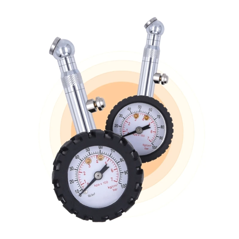 60psi/100psi Car Tyre Pressure Checker Tire Pressure Gauge Large Dial Air Pressure Gauge for Motorbike Car Trucks SUV