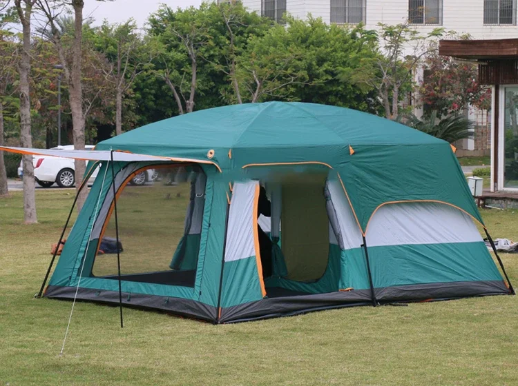 Extra Large Tent 12 Person Family Cabin Tents 2 Rooms 3 Doors 3 Window Mesh Double Layer Big Tent for Outdoor Picnic Camping