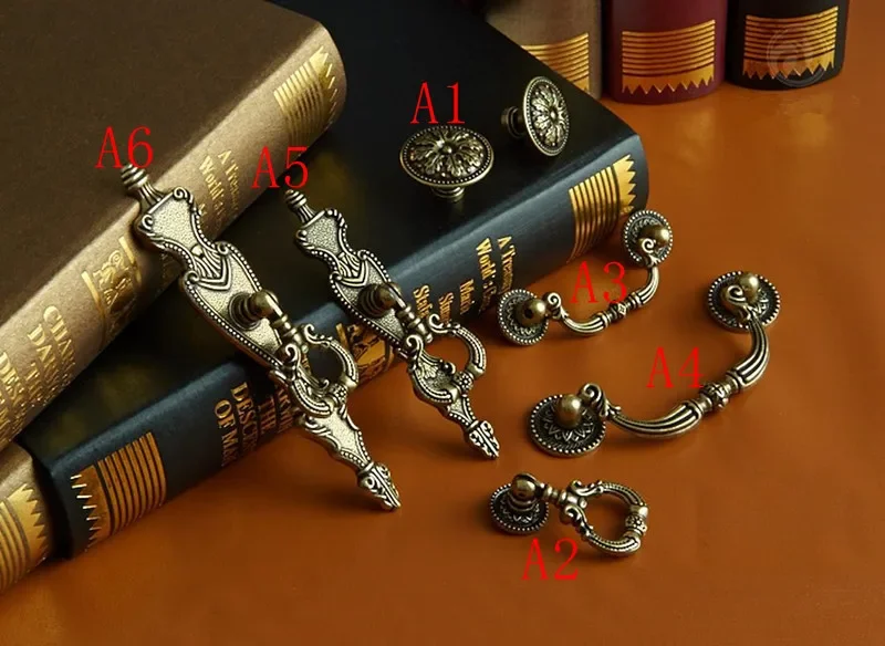 2 pcs 6style Countryside Dresser Pulls Handles Cabinet Drop Pull Drawer Handle Chinese Style Cupboard Knob Furniture Hardware