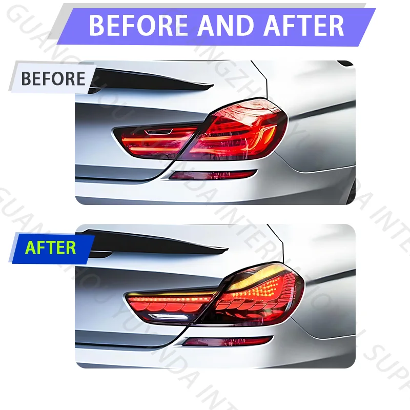 المصابيح الخلفية LED للسيارة BMW 6 Series F06 F12 F13 2010-2017 تعديل LED التنين مقياس المياه بدوره إشارة الضوء الخلفي الجمعية 10-17
