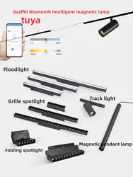 Lampe LED Intelligente sur Rail Magnétique à Intensité Réglable, 48V, Suspension, Spot Magnétique Flexible, Rail de Fixation, Design Moderne Modifiable, Type de Système