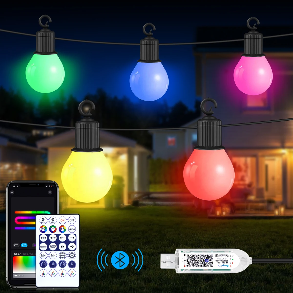 

TikTok Viral Outdoor Camping LED String Light APP-Control Waterproof,USB 5V Fairy Lights for Garde,Tents,Patio, Christmas Decor