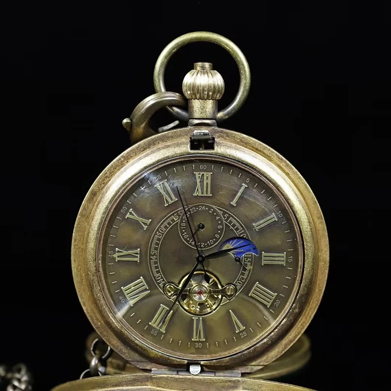 FLEXFIL Vintage Manual machinery Pocket watch enamel cloisonne Tourbillon high quality fashion copper Pocket Wristwatches