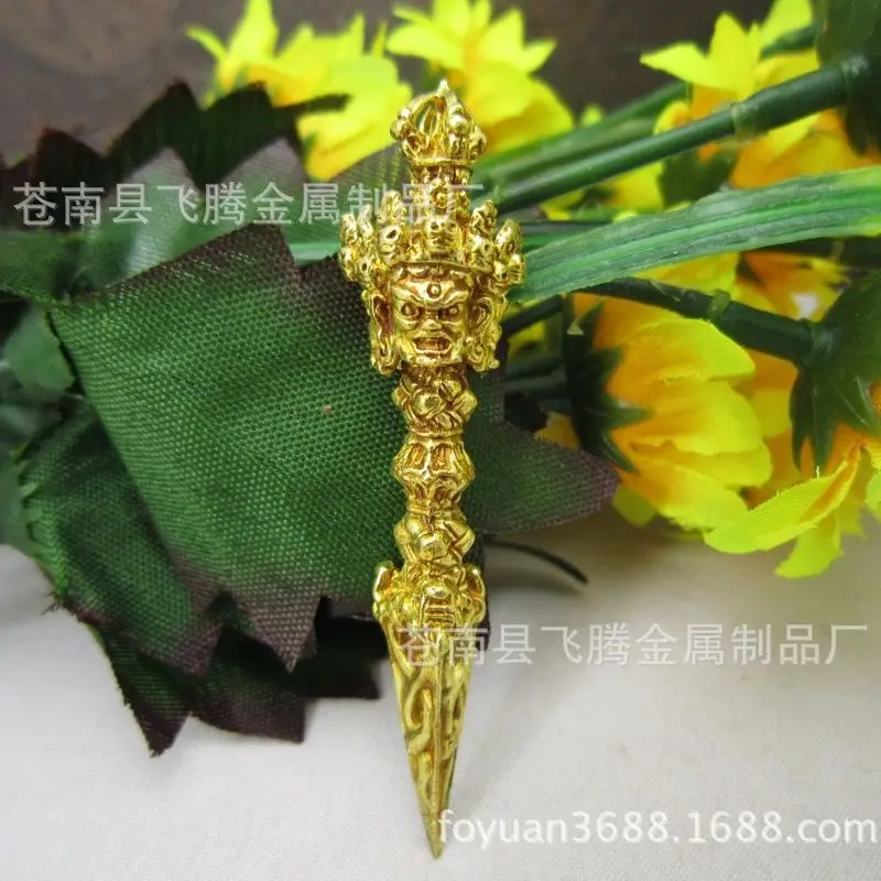 Pure brass , three-sided mace, Vajra pendant, large size