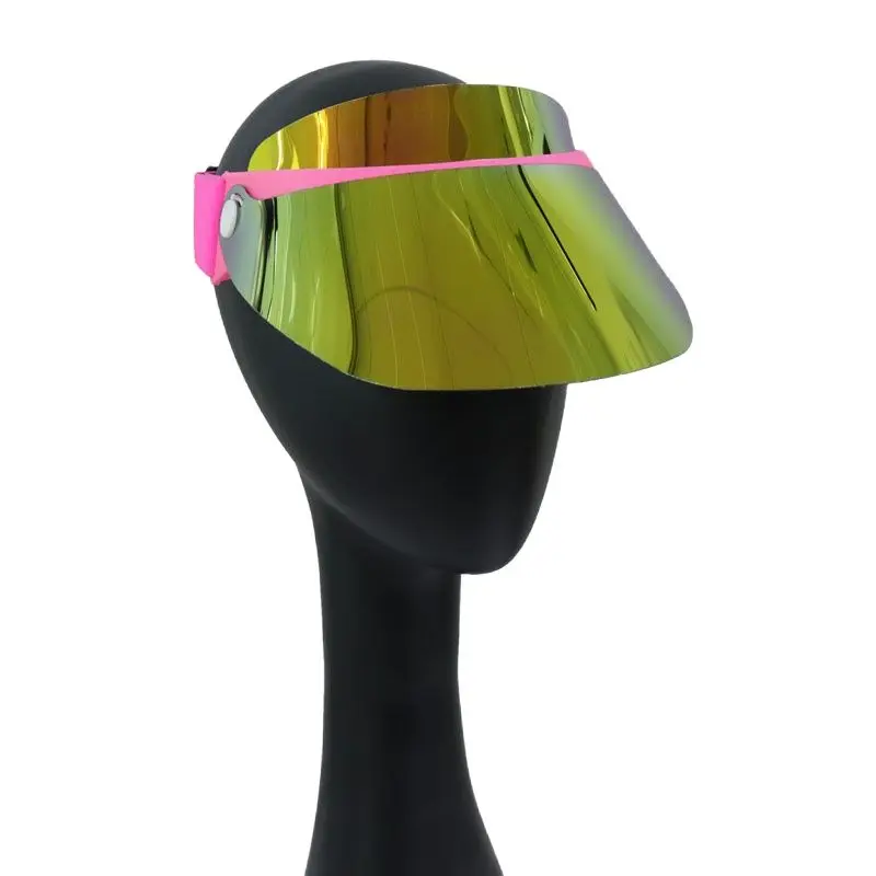 

Newest Fashion Design Sun Hats Gold Lenses PVC Sun Protection UV Short Visor Hat Empty Top Golf Caps for Women