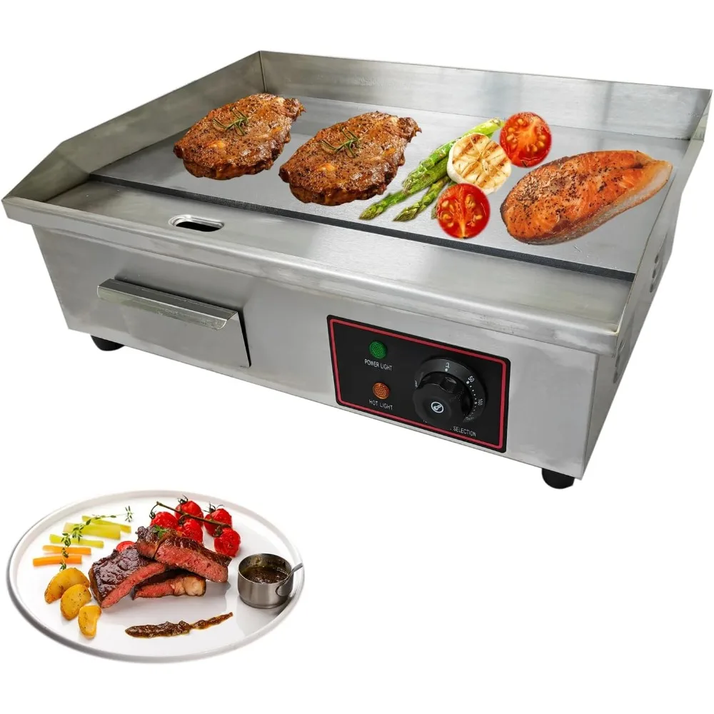 

Electric Griddles, 22" 1600W 110V Commercial Flat Top Grills, Adjustable Temperature Control, , Electric Griddles